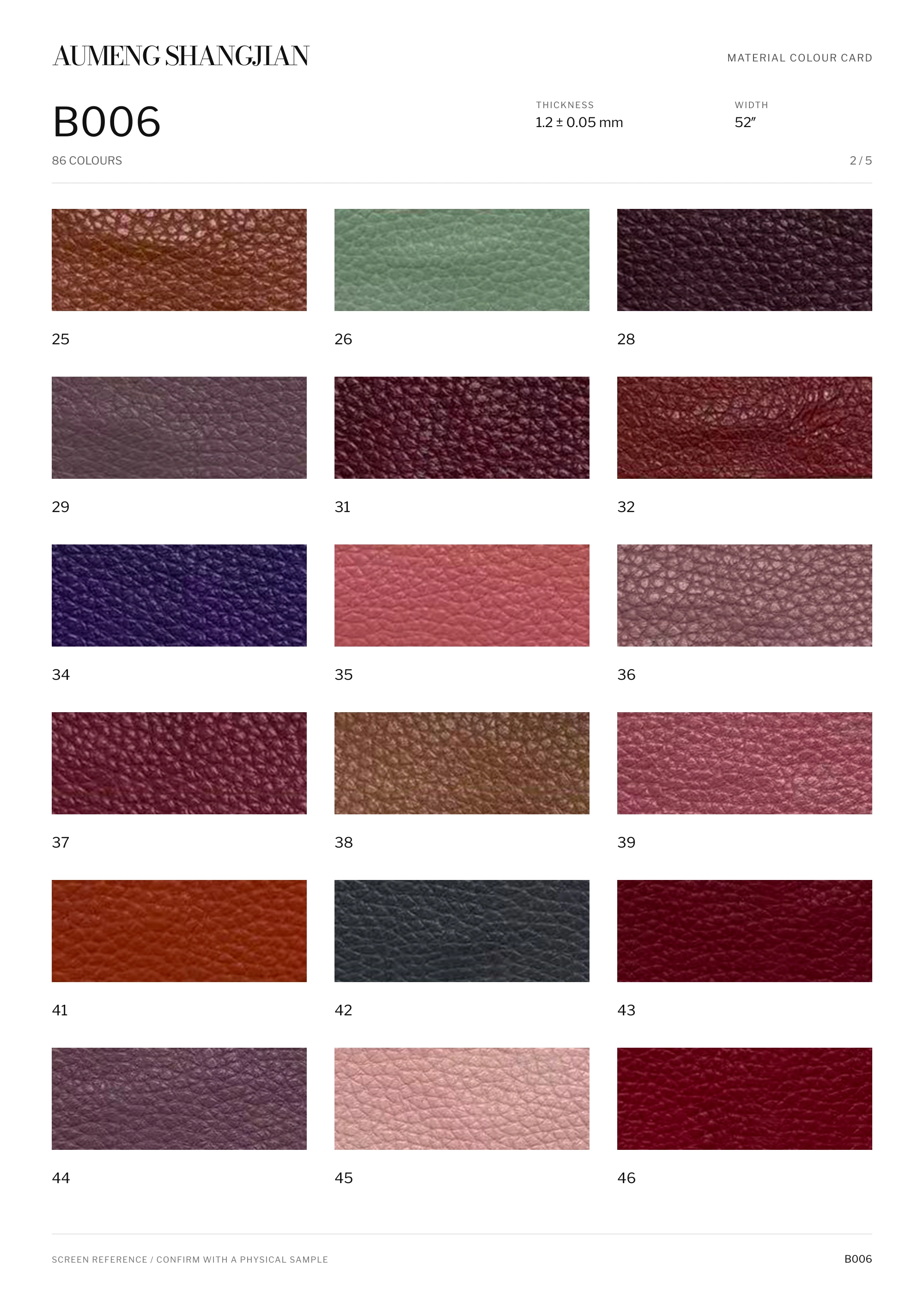B006 Pebbled grain · Electronic colour card · 2 / 5