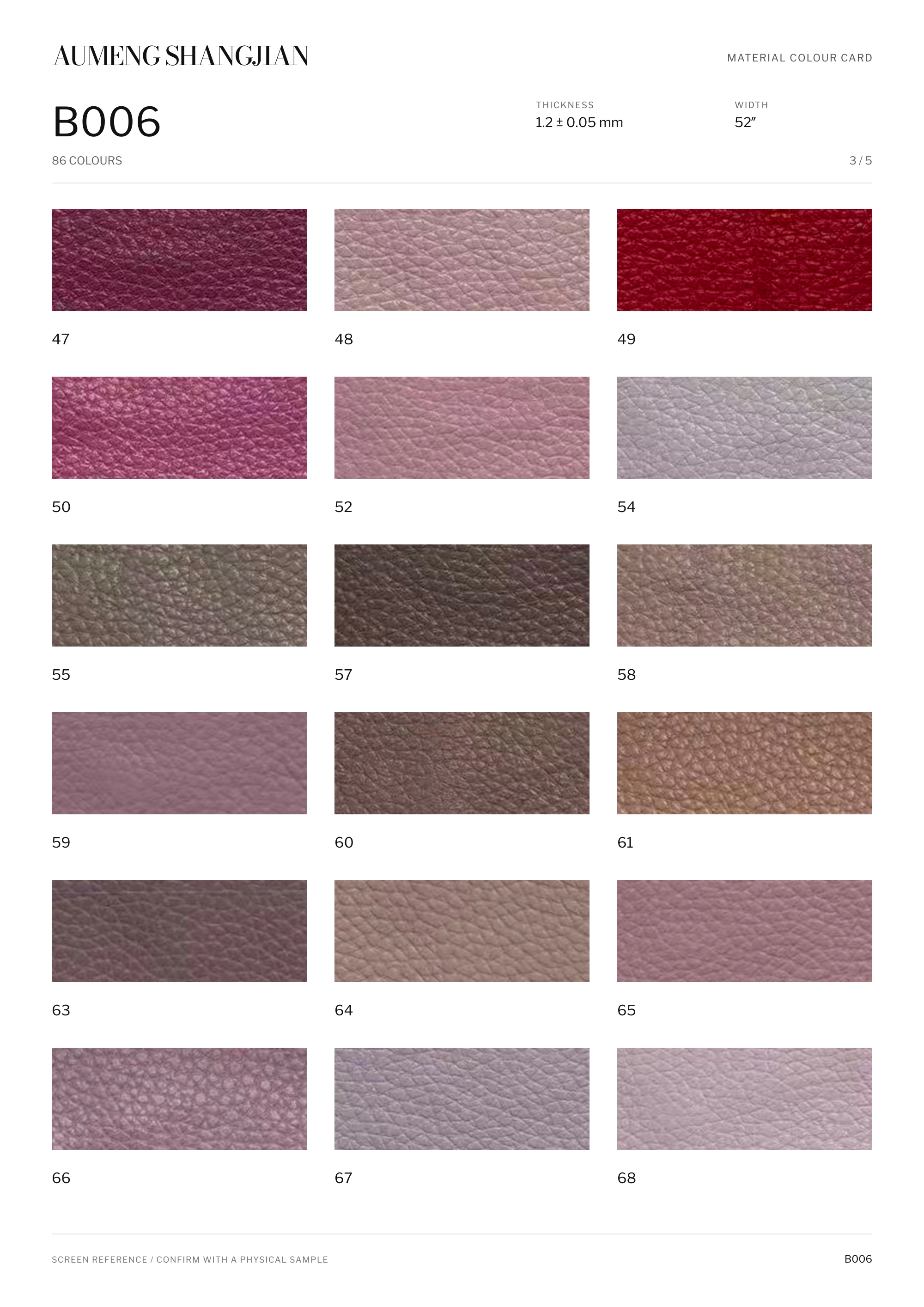 B006 Pebbled grain · Electronic colour card · 3 / 5