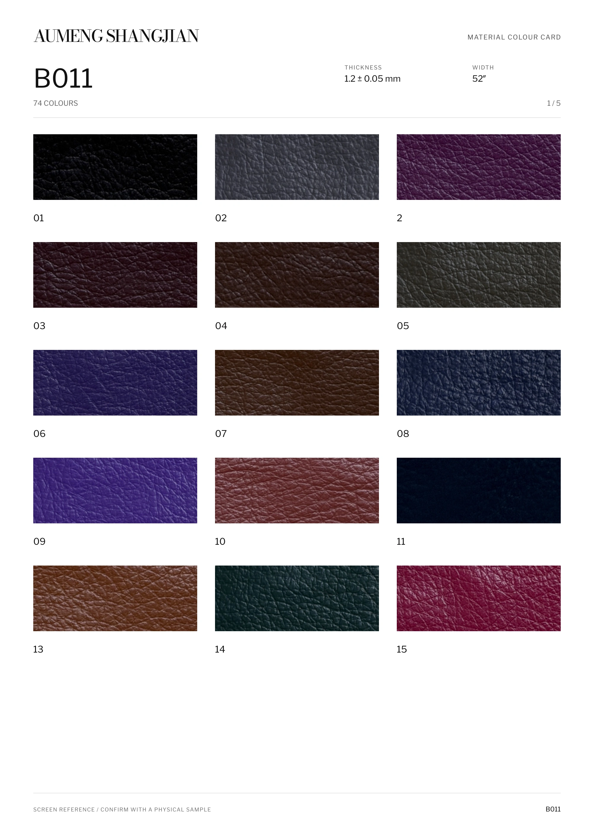 B011 Pebbled grain · Electronic colour card · 1 / 5