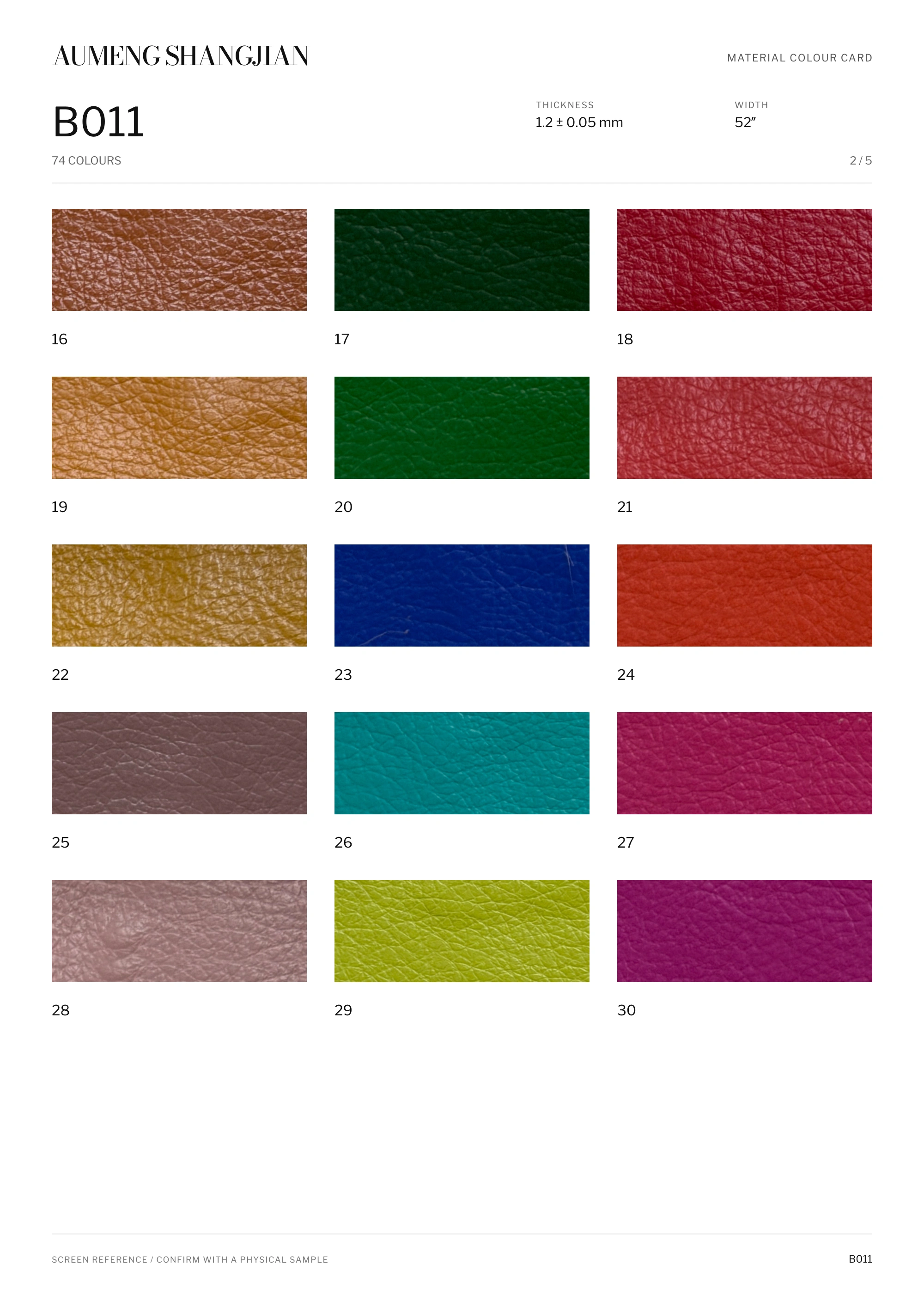 B011 Pebbled grain · Electronic colour card · 2 / 5