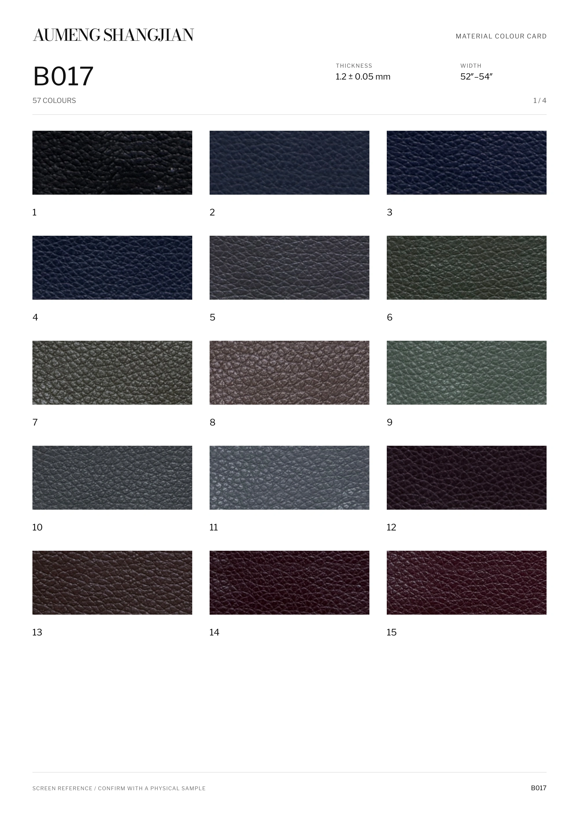 B017 Pebbled grain · Electronic colour card · 1 / 4