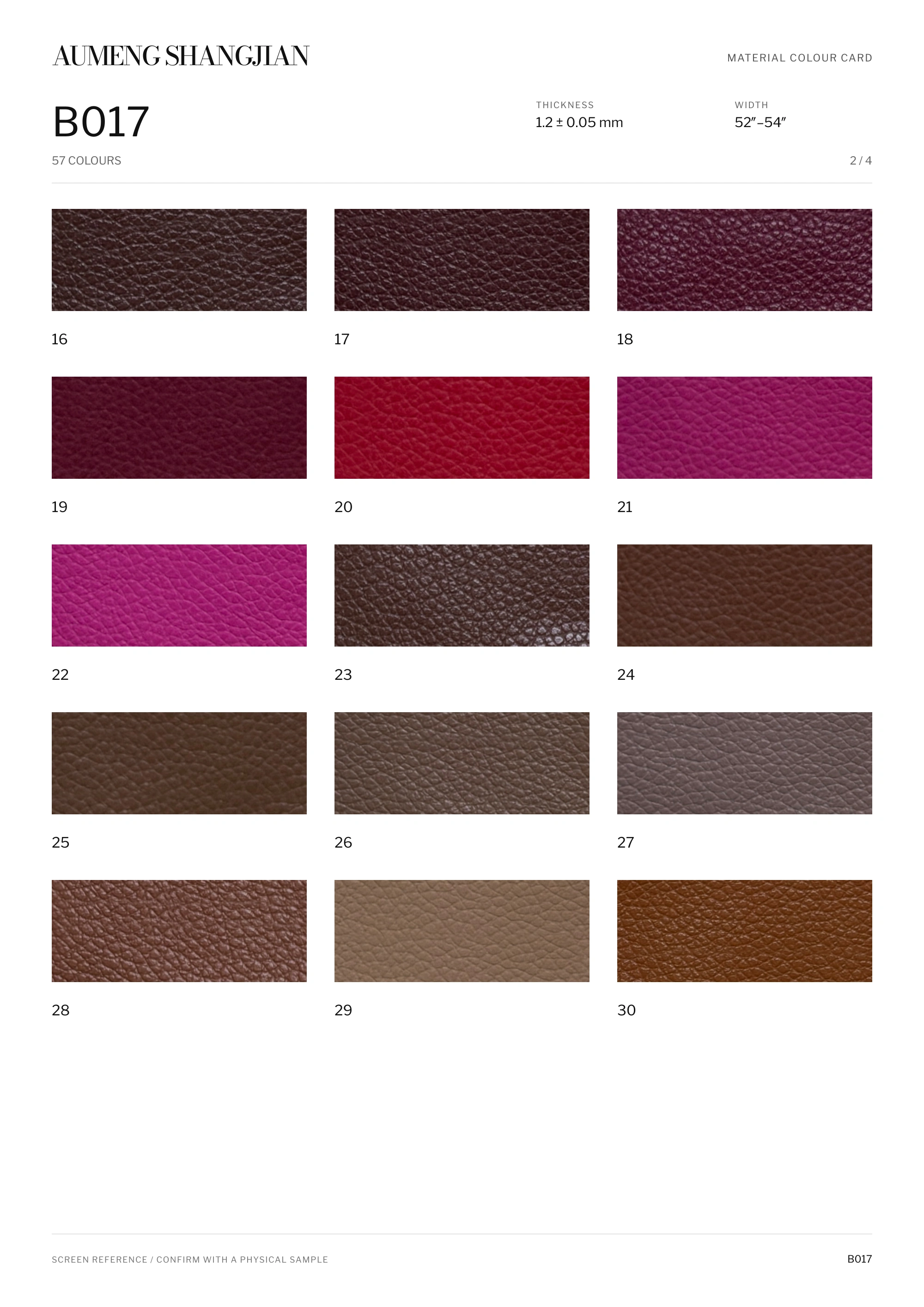 B017 Pebbled grain · Electronic colour card · 2 / 4