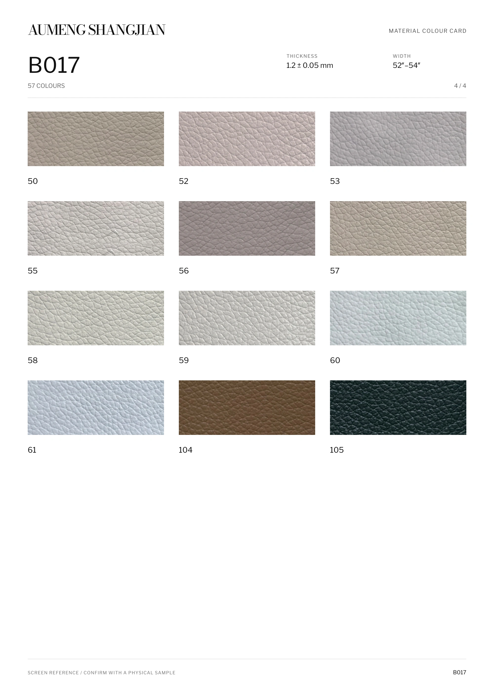 B017 Pebbled grain · Electronic colour card · 4 / 4