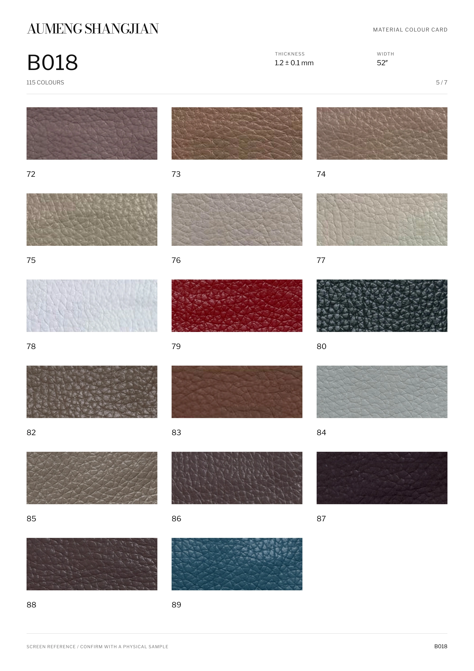 B018 Creased grain · Electronic colour card · 5 / 7
