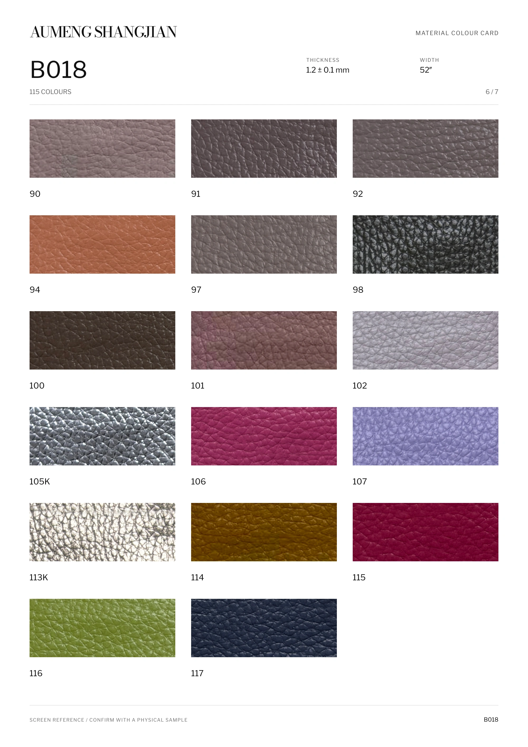 B018 Creased grain · Electronic colour card · 6 / 7