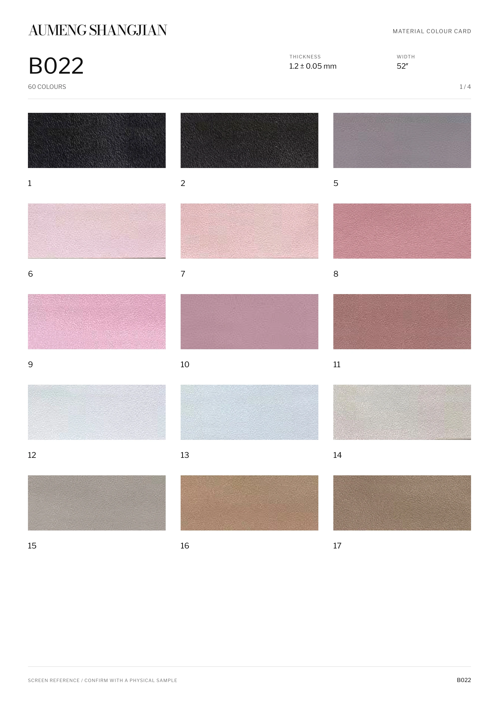 B022 Nappa grain · Electronic colour card · 1 / 4
