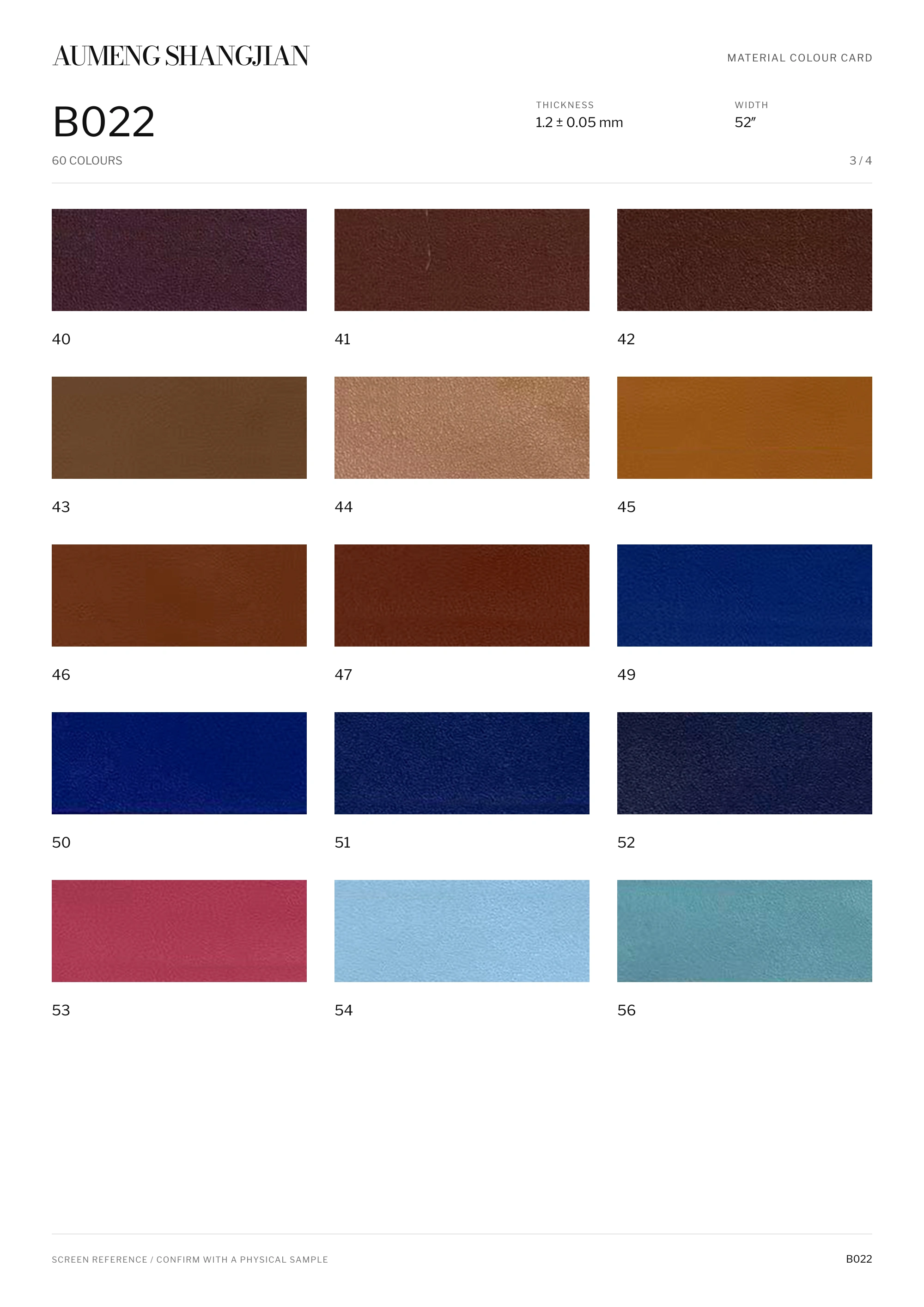 B022 Nappa grain · Electronic colour card · 3 / 4