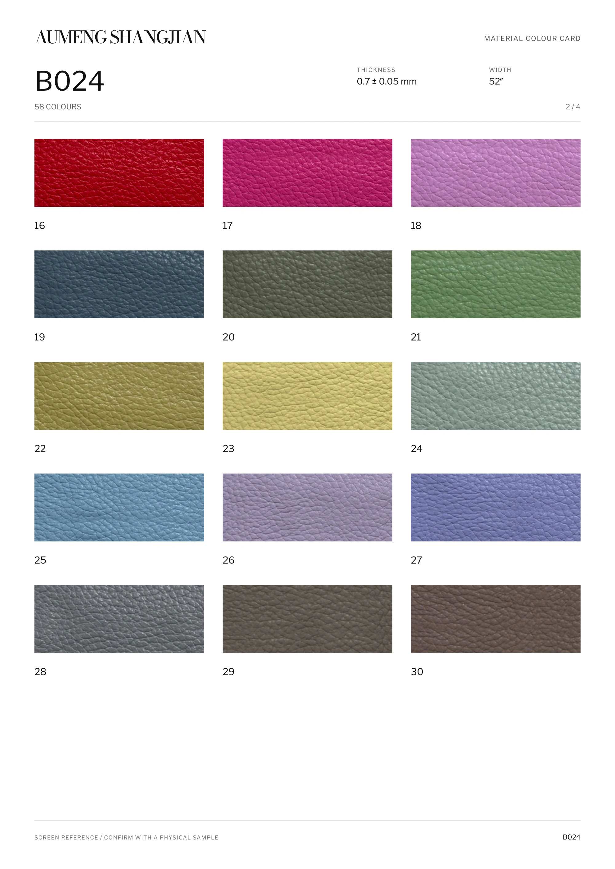 B024 Pebbled grain · Electronic colour card · 2 / 4