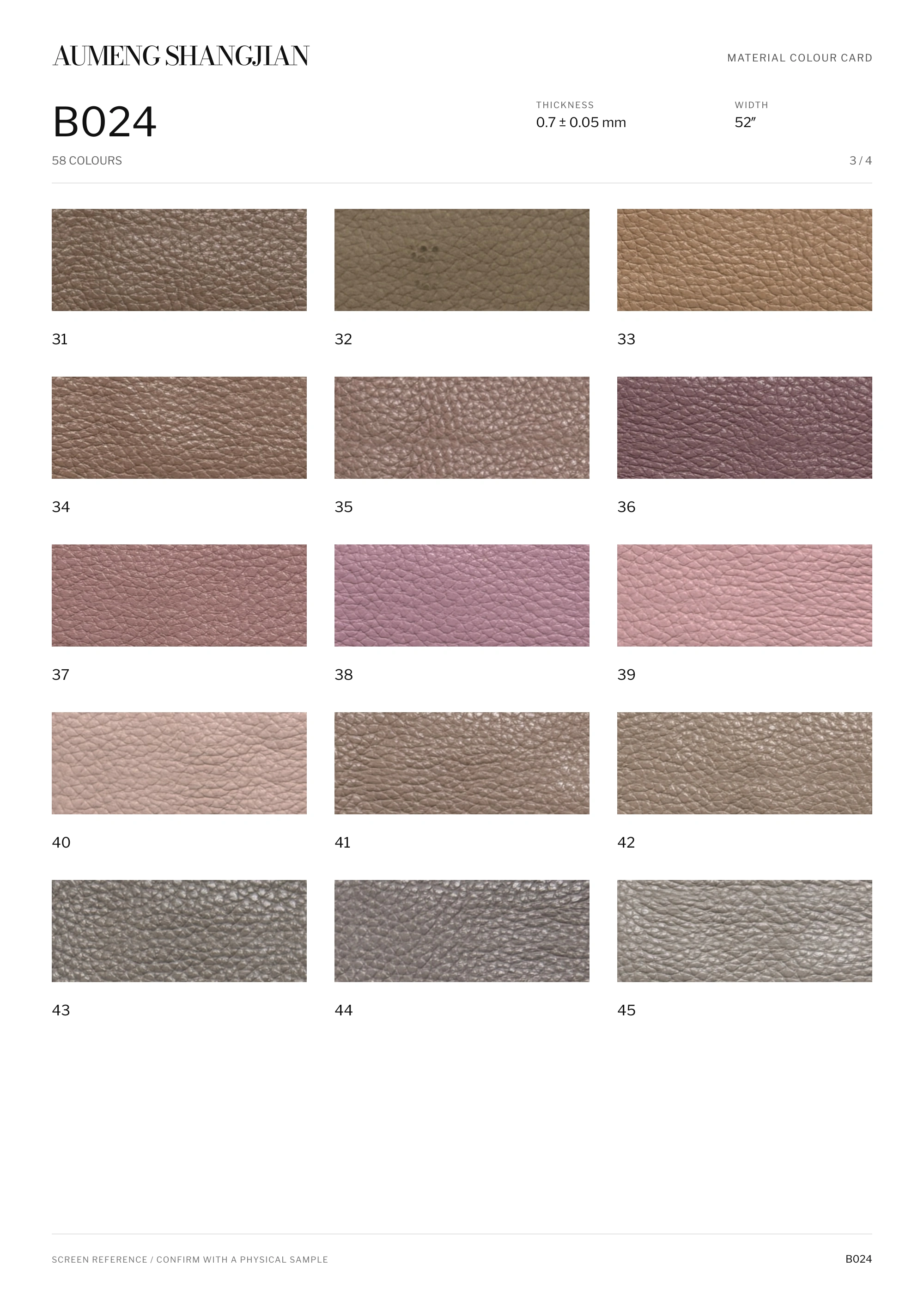 B024 Pebbled grain · Electronic colour card · 3 / 4
