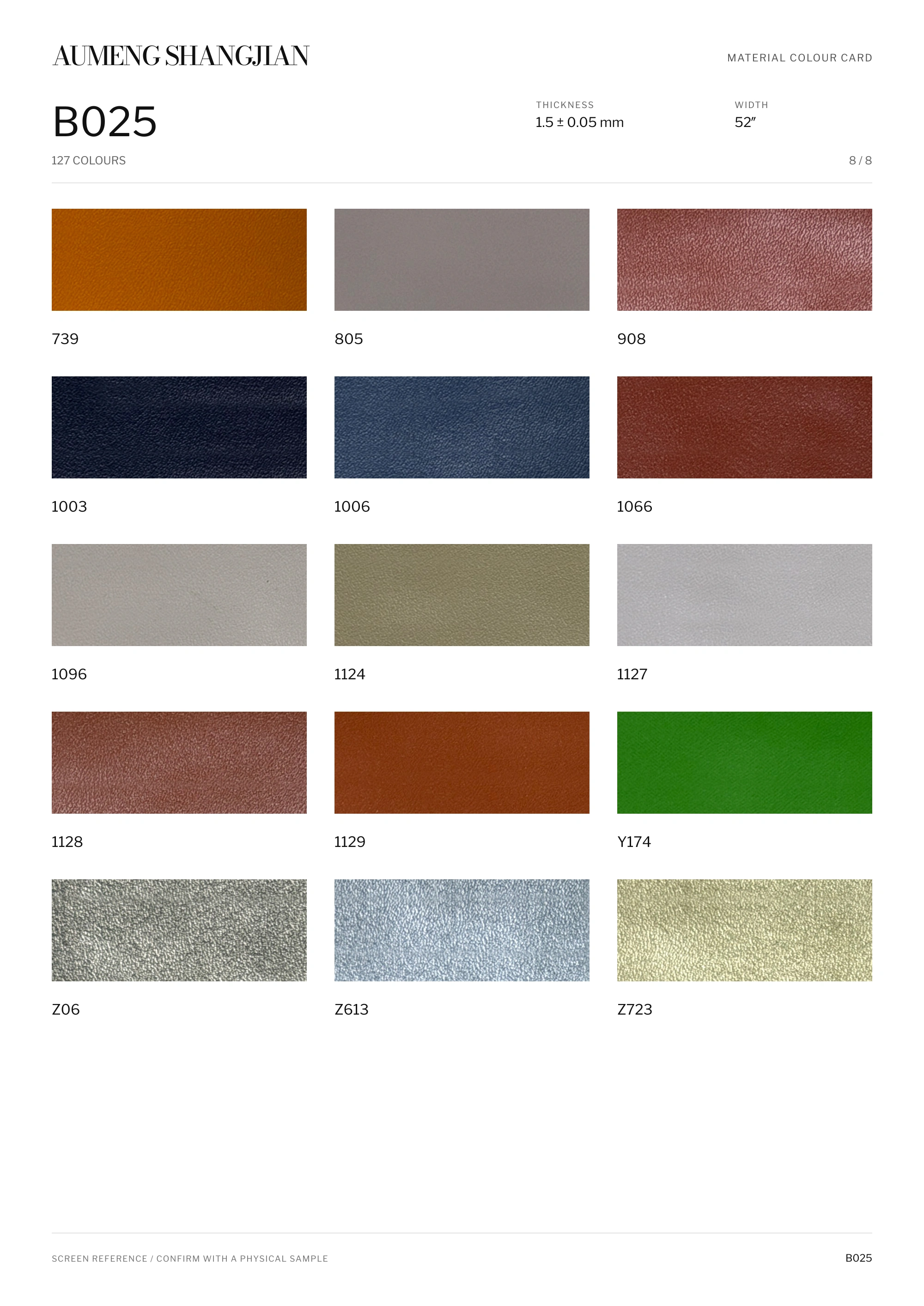 B025 Nappa grain · Electronic colour card · 8 / 8