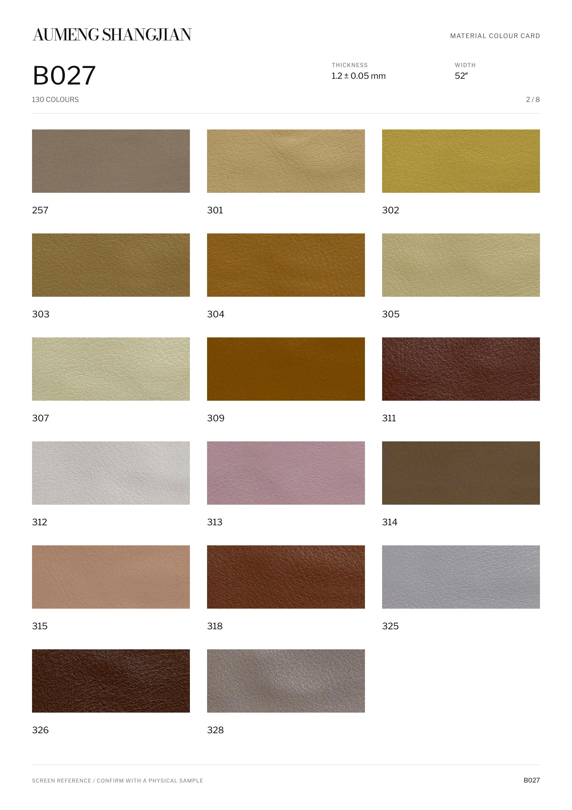 B027 Nappa grain · Electronic colour card · 2 / 8
