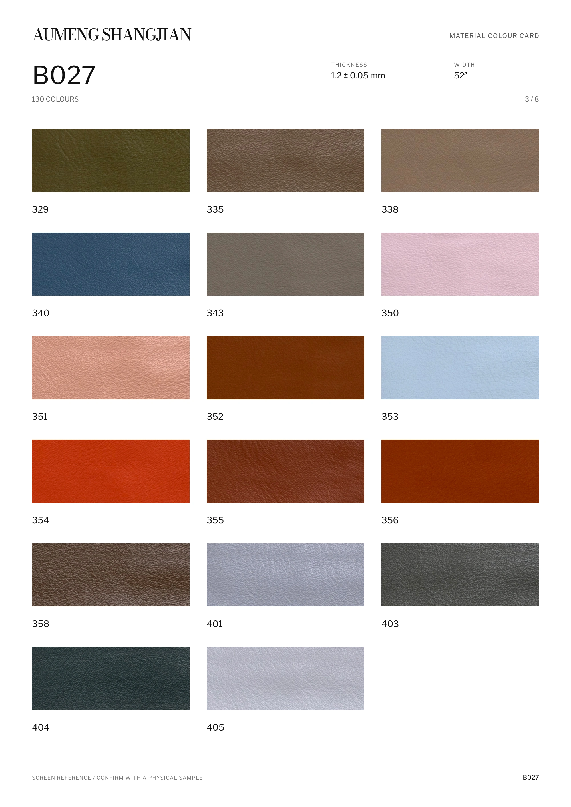 B027 Nappa grain · Electronic colour card · 3 / 8