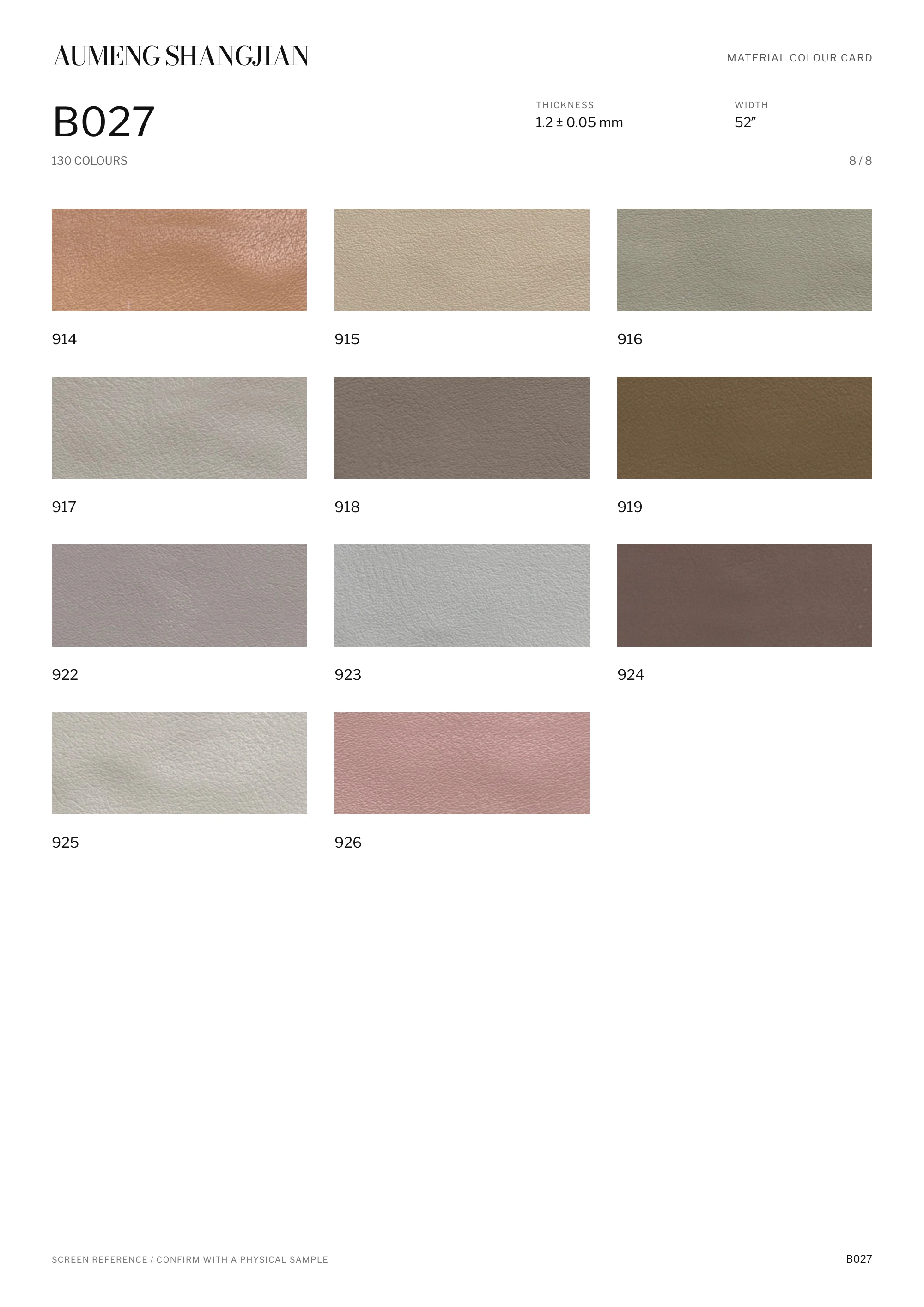 B027 Nappa grain · Electronic colour card · 8 / 8