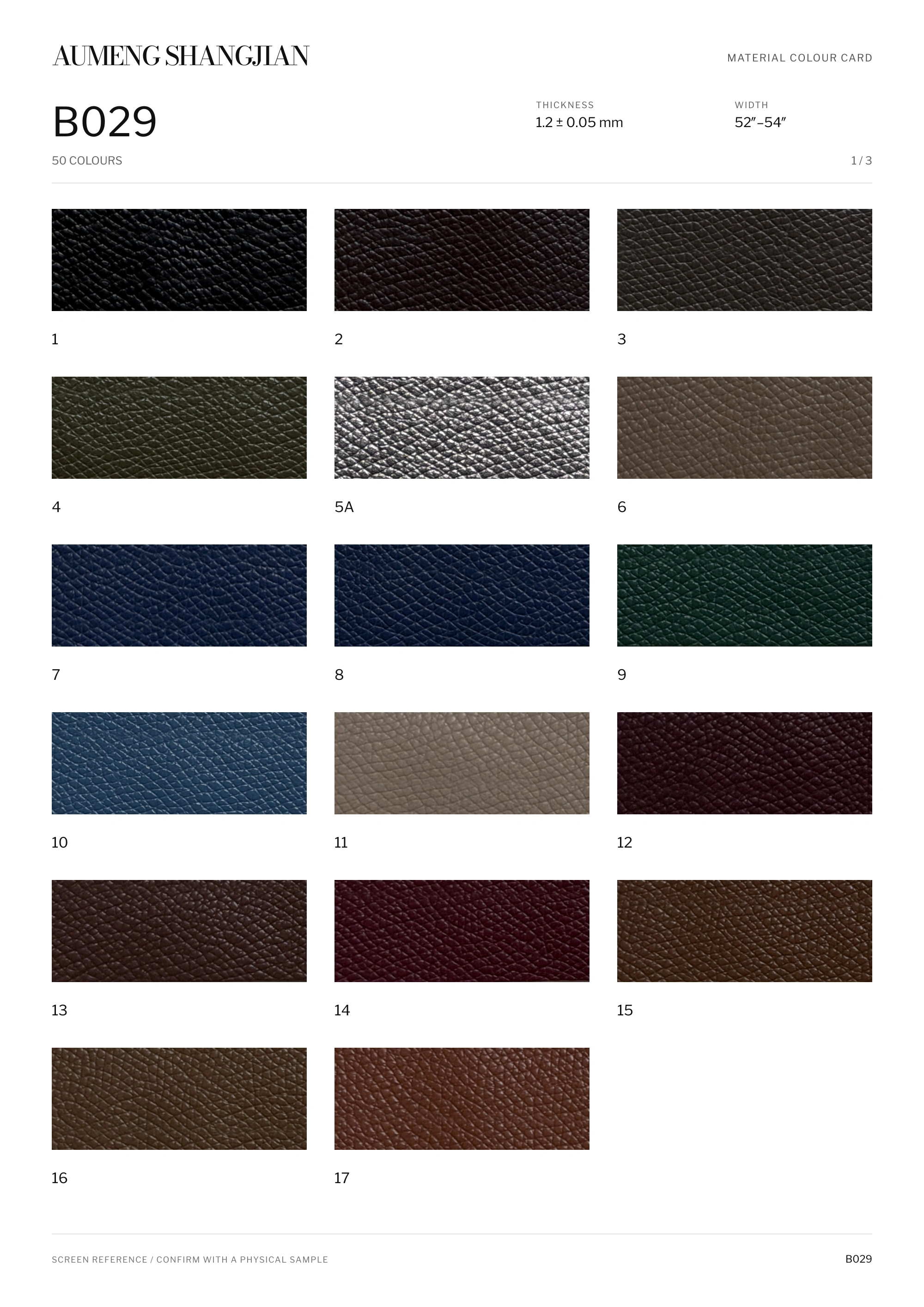 B029 Nappa grain · Electronic colour card · 1 / 3
