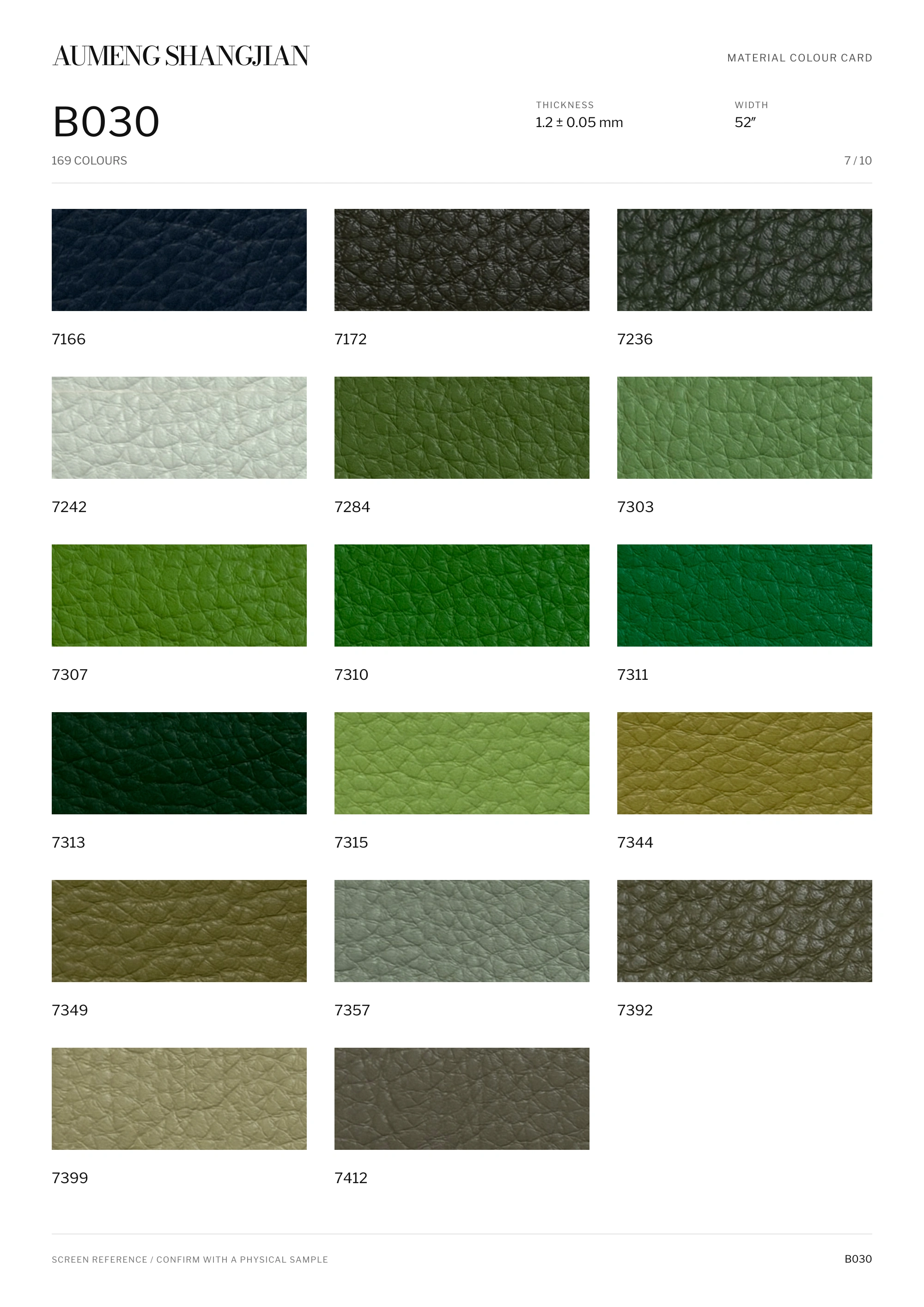 B030 Pebbled grain · Electronic colour card · 7 / 10