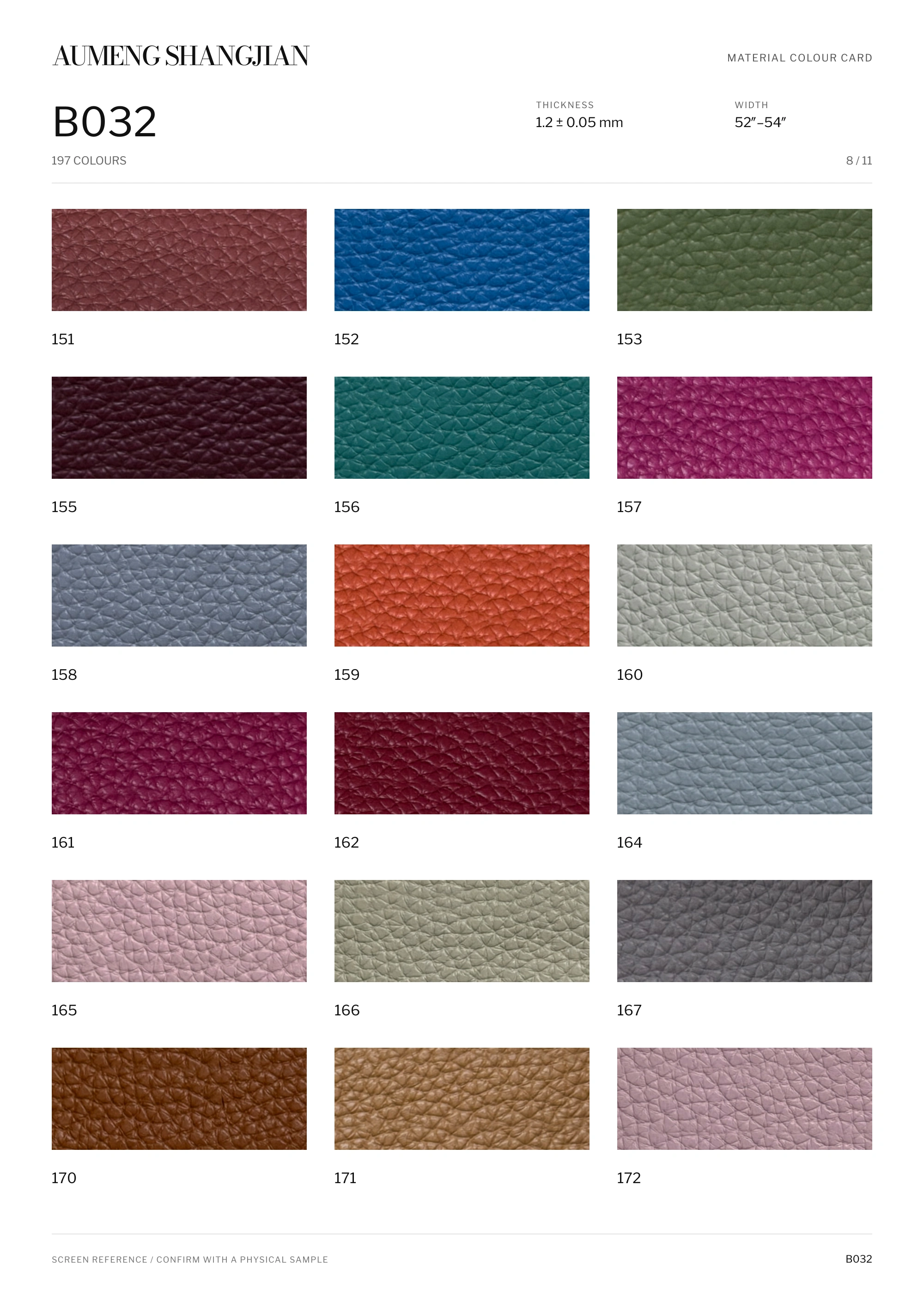 B032 Pebbled grain · Electronic colour card · 8 / 11