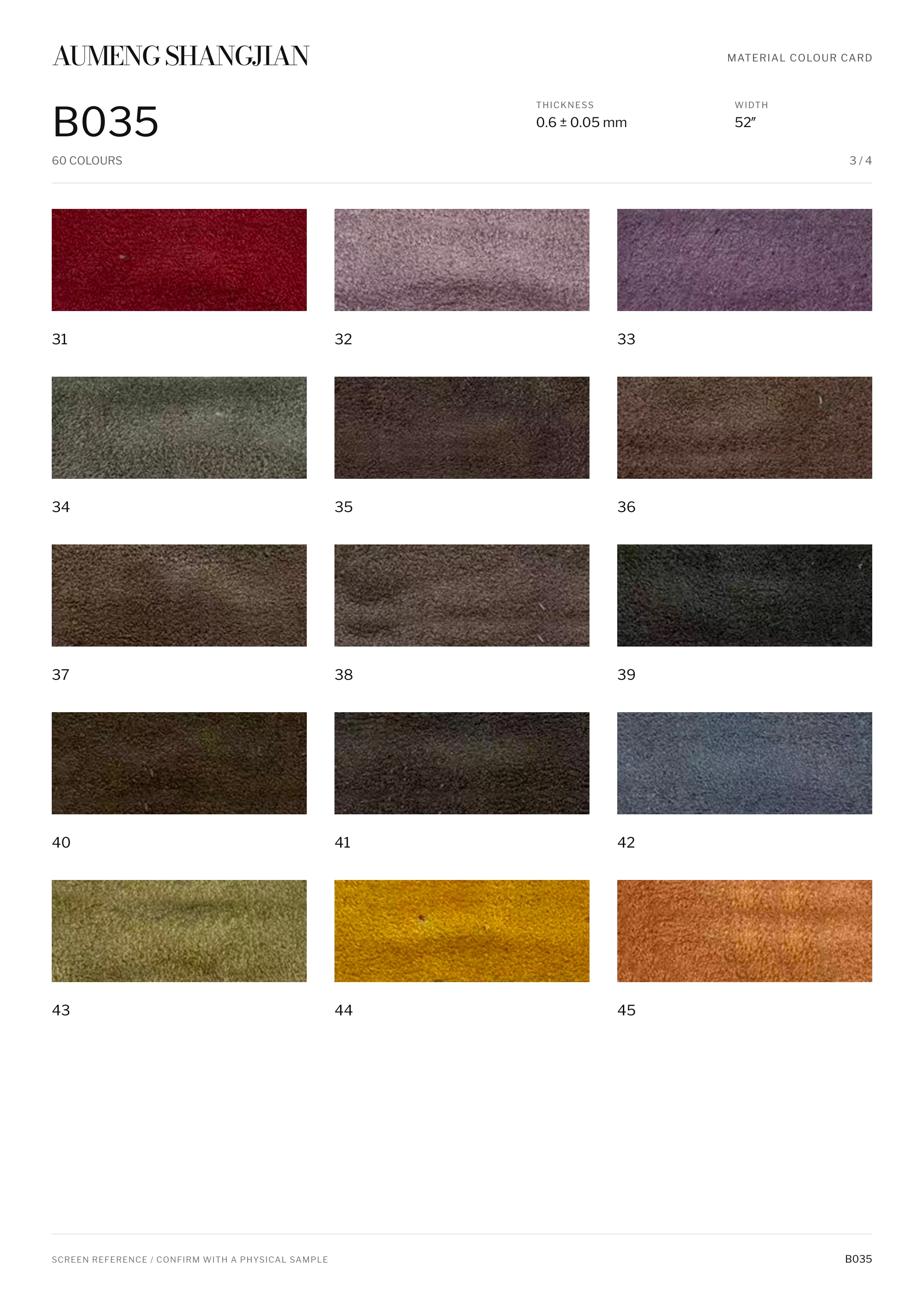 B035 Smooth surface · Electronic colour card · 3 / 4