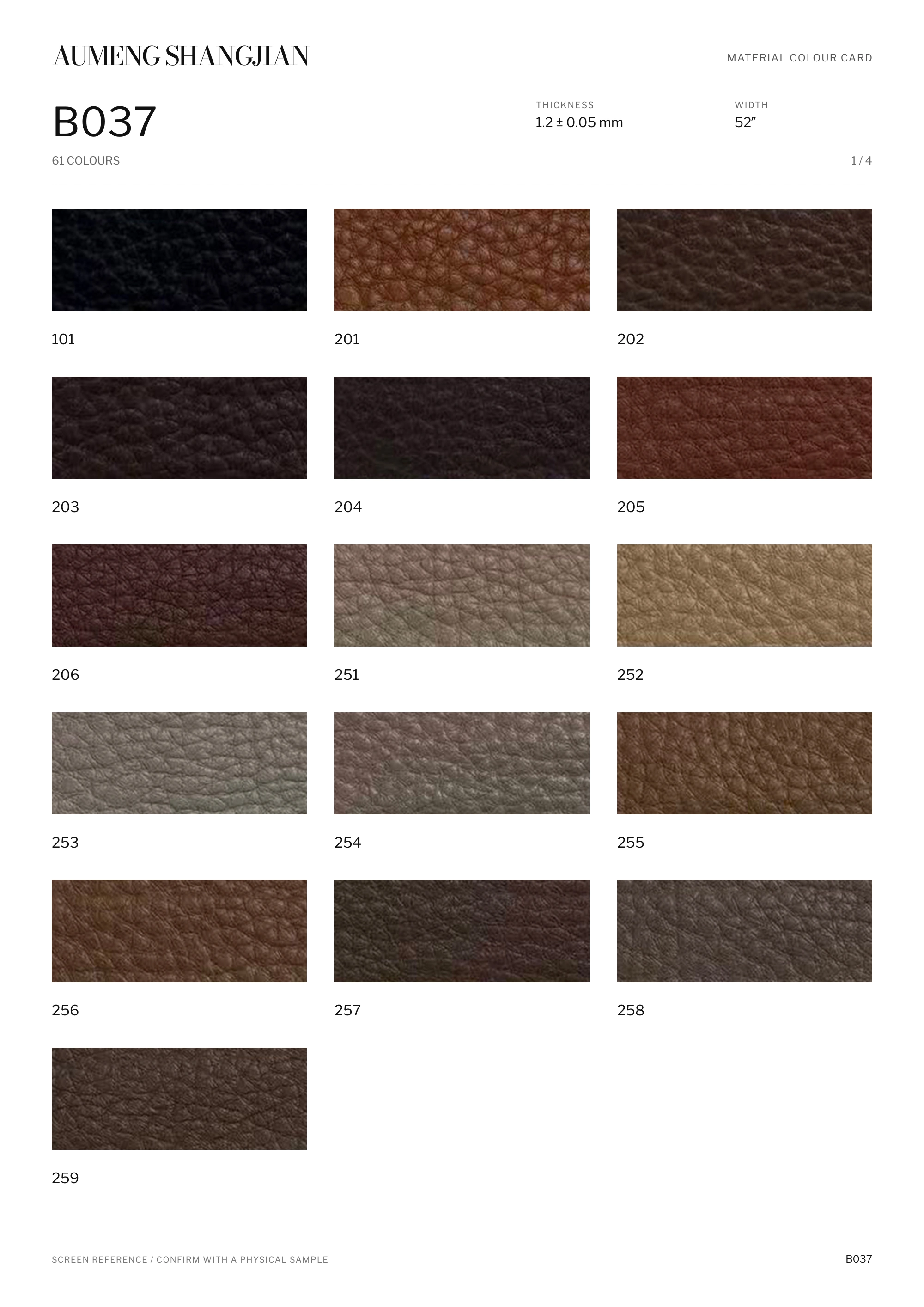 B037 Pebbled grain · Electronic colour card · 1 / 4