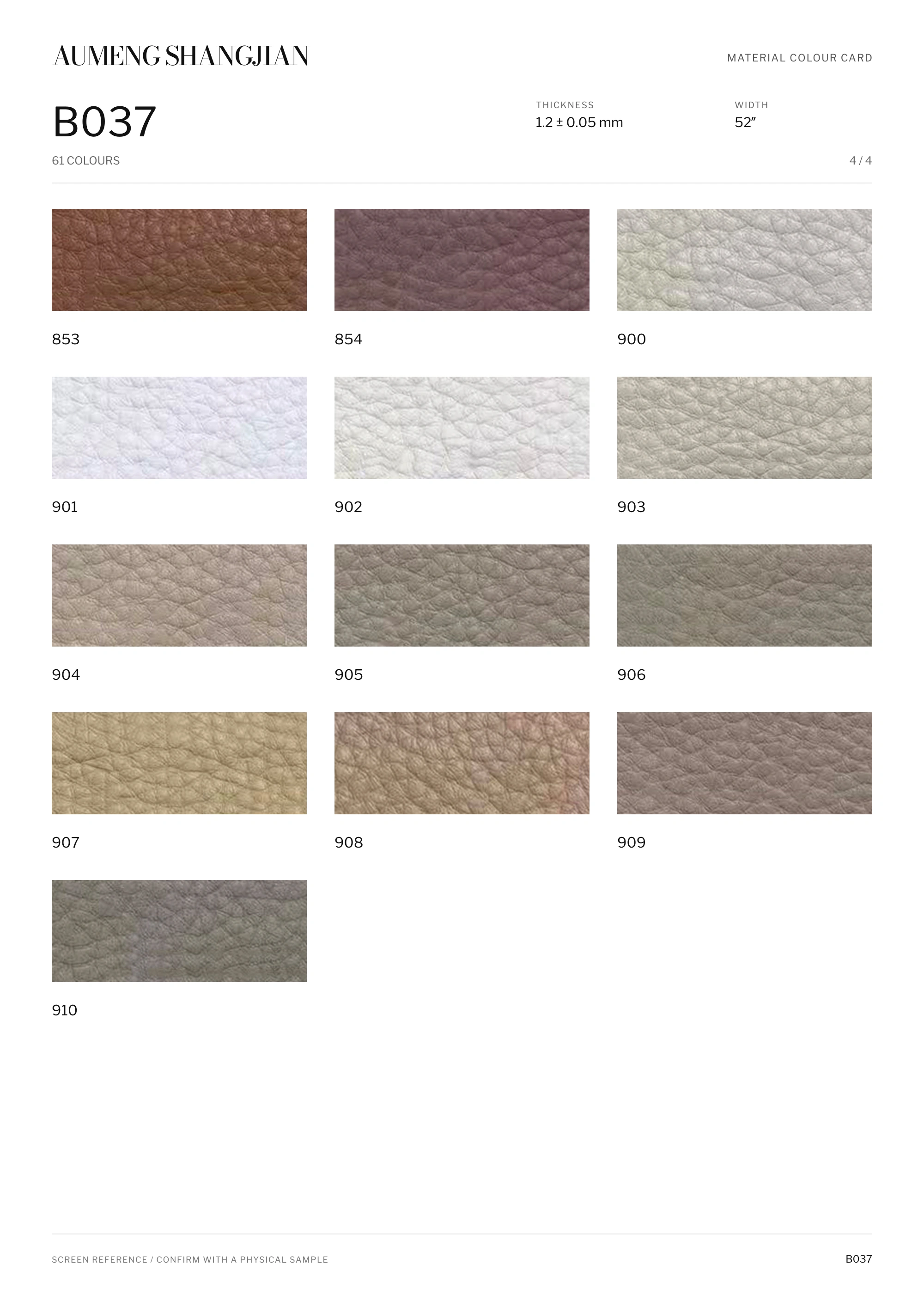 B037 Pebbled grain · Electronic colour card · 4 / 4