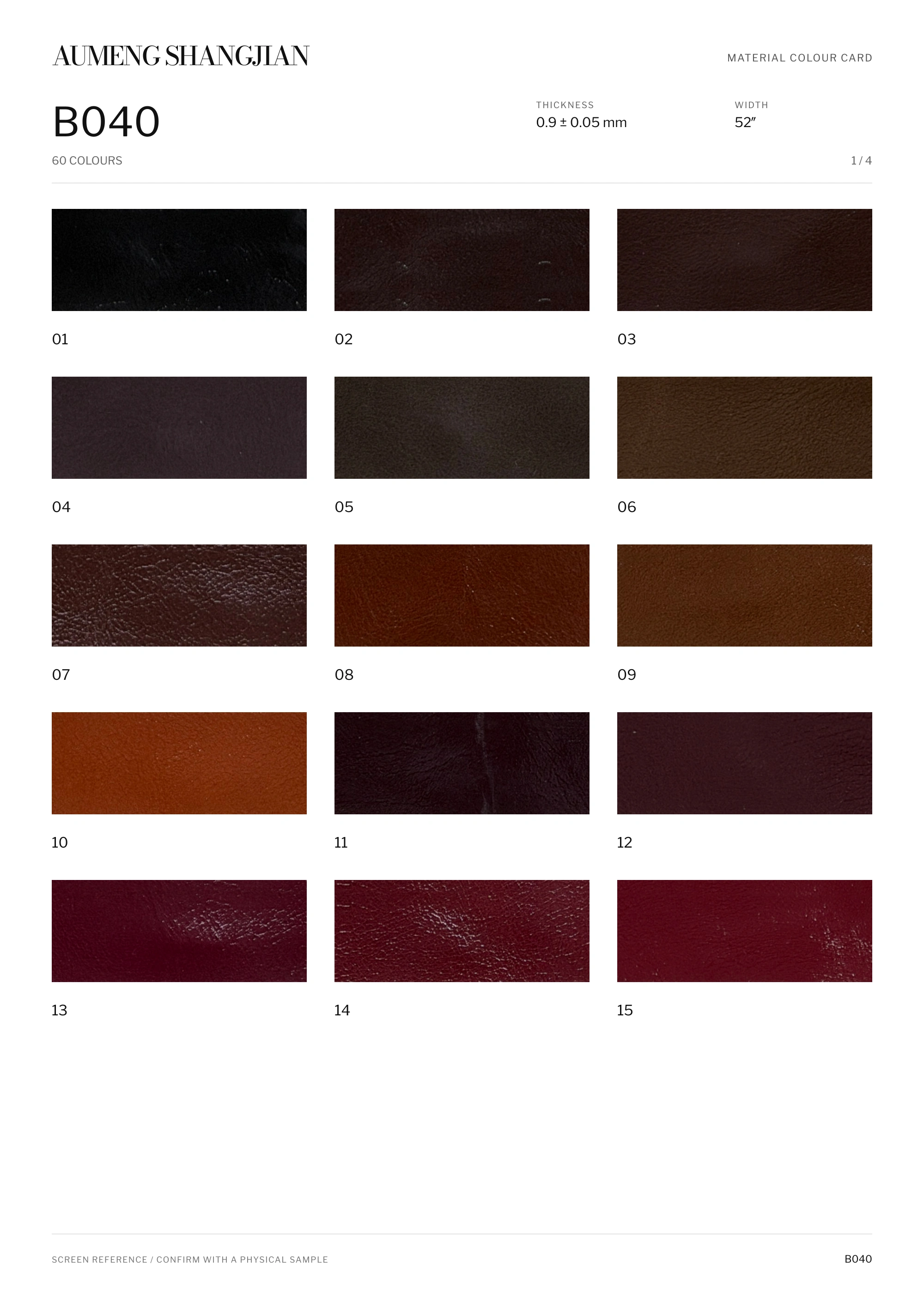B040 Smooth surface · Electronic colour card · 1 / 4
