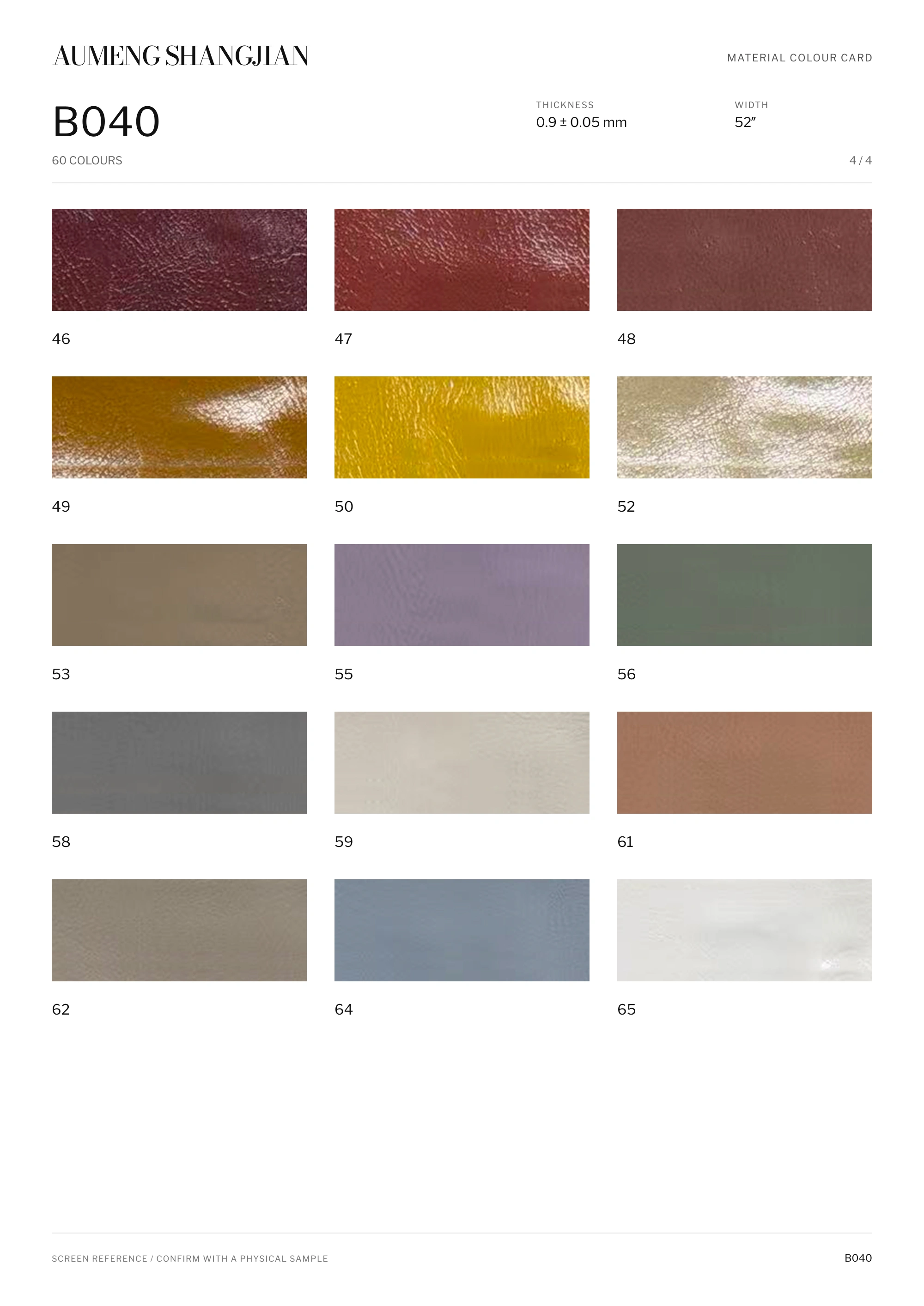 B040 Smooth surface · Electronic colour card · 4 / 4