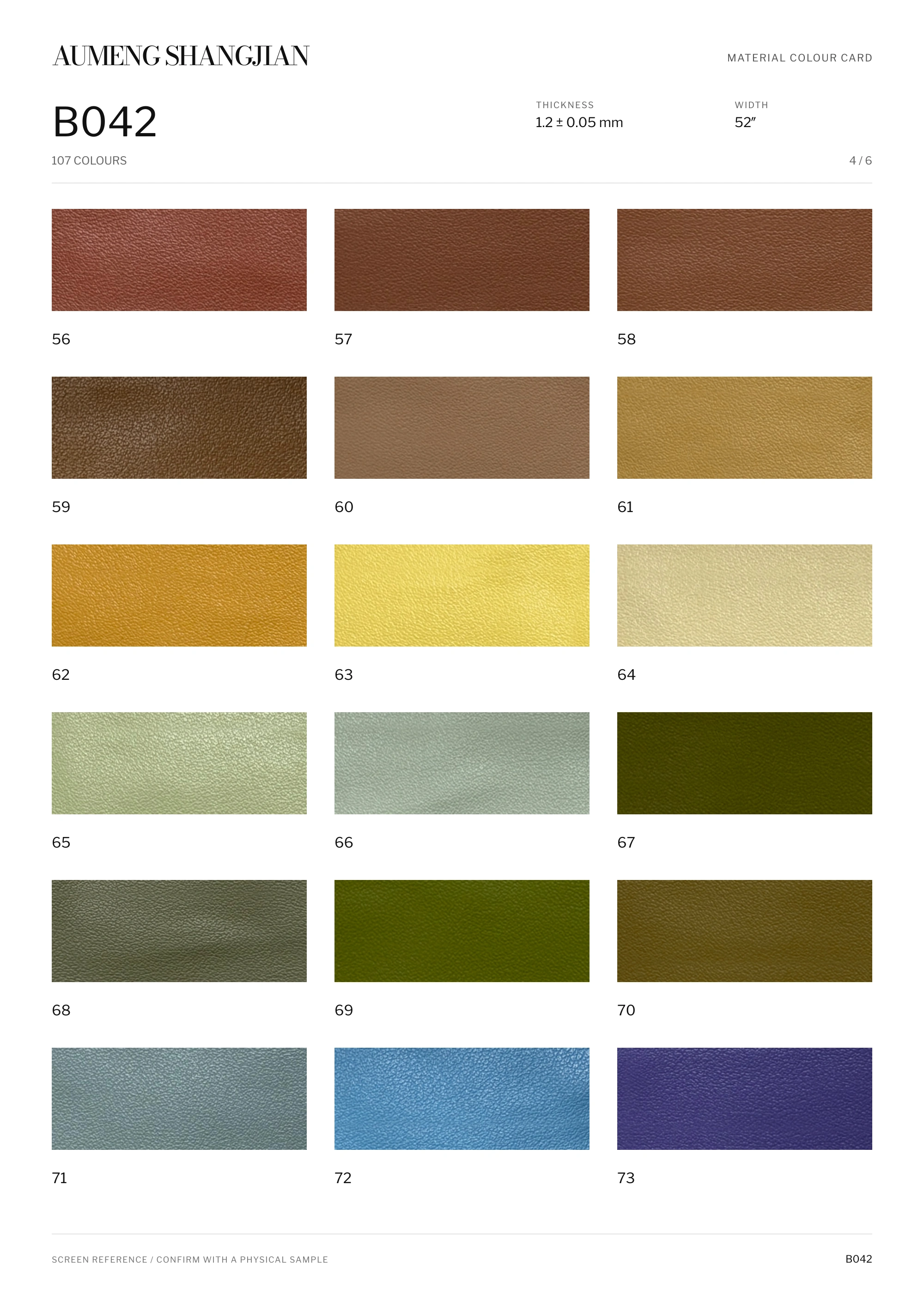 B042 Nappa grain · Electronic colour card · 4 / 6