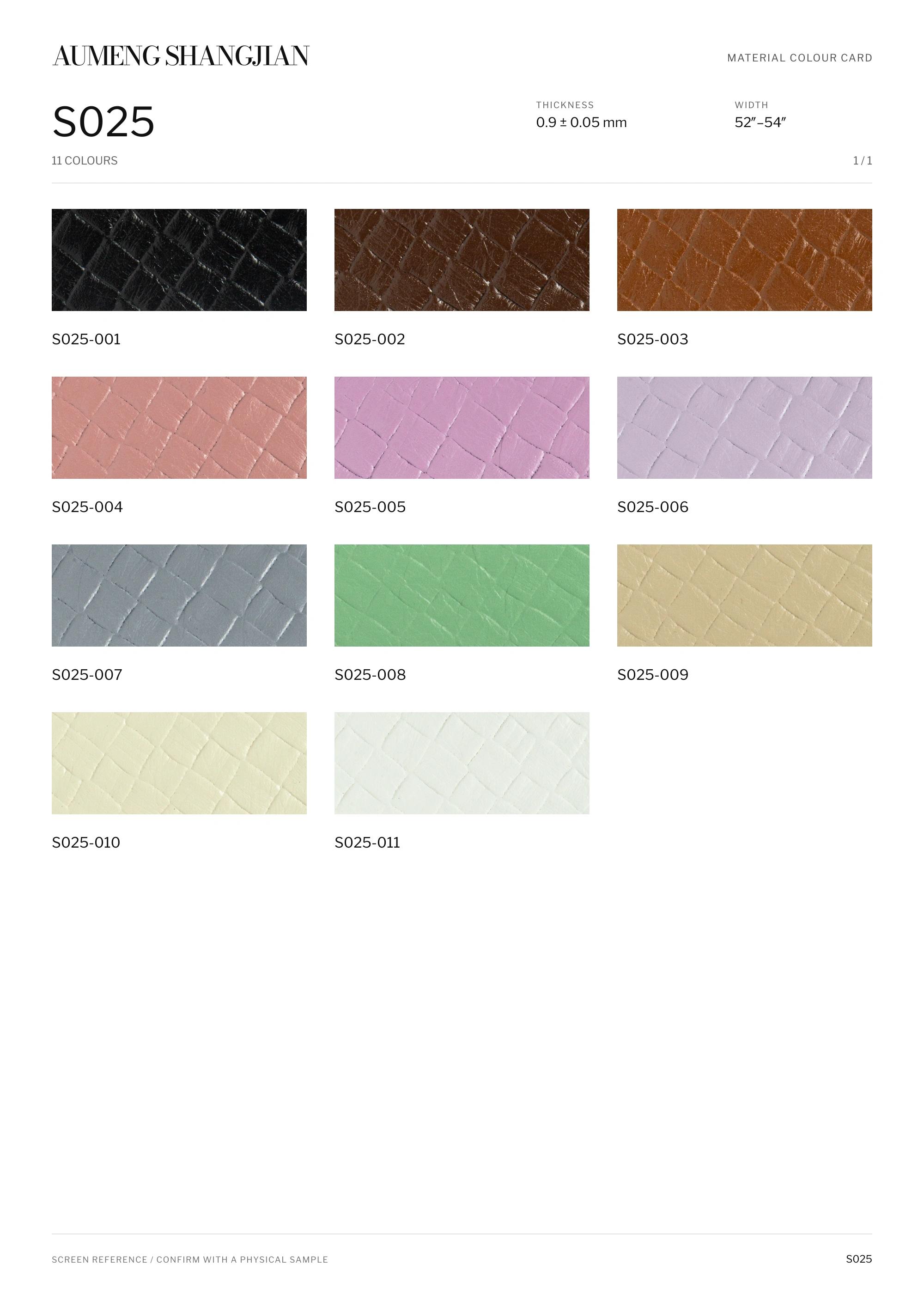 S025 Woven pattern · Electronic colour card · 1 / 1