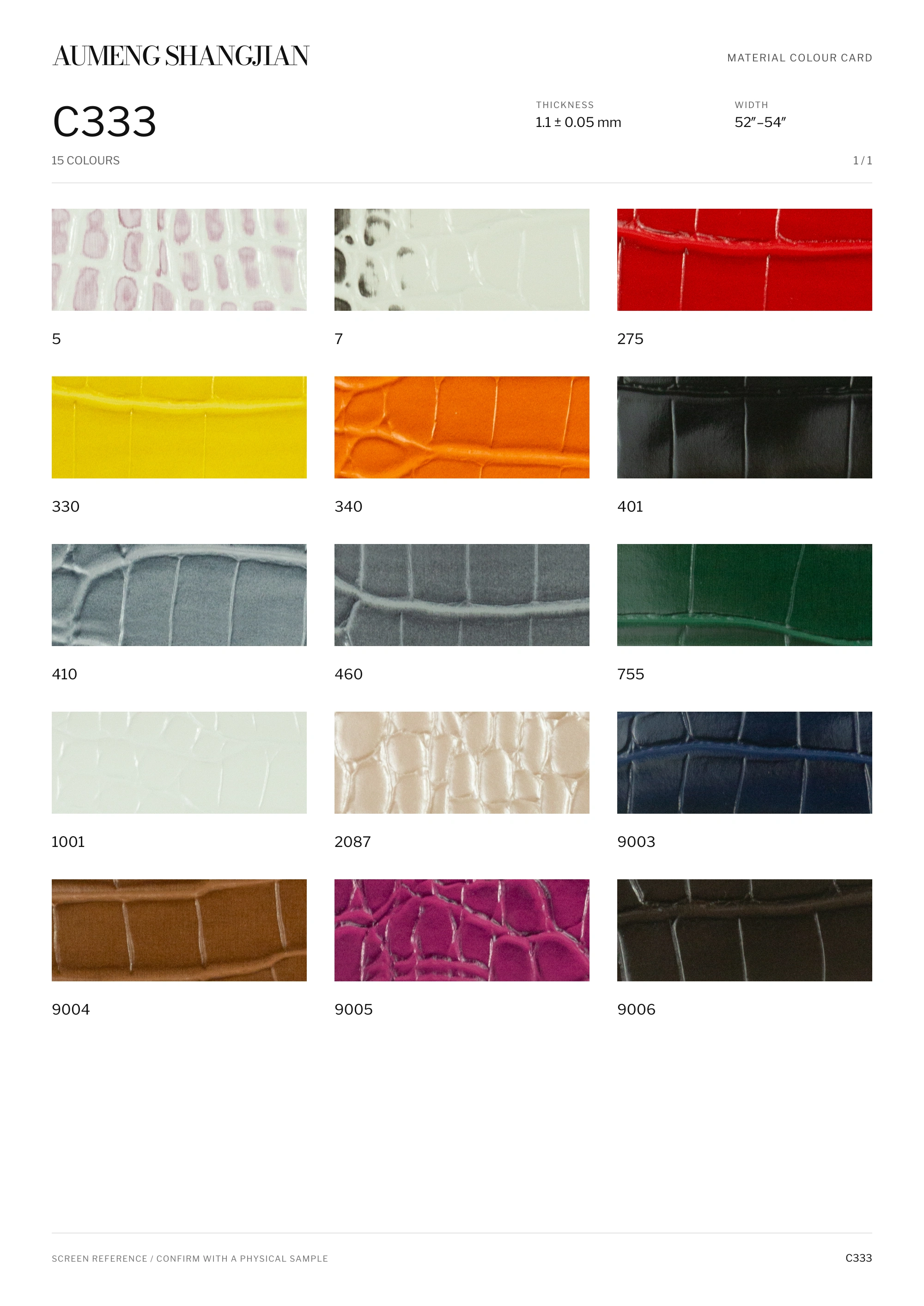 C333 Crocodile pattern · Electronic colour card · 1 / 1