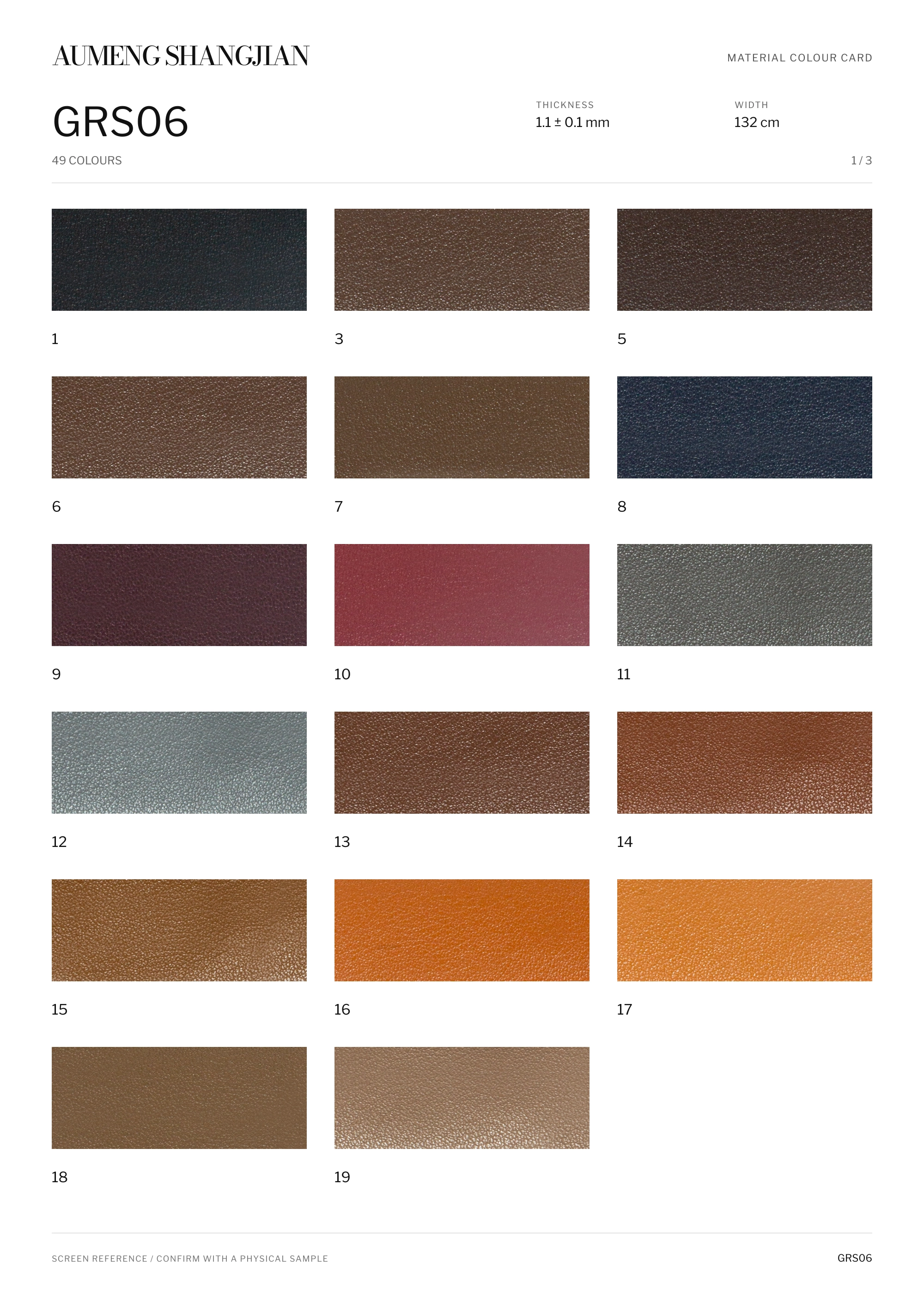 GRS06 Sheepskin grain · Electronic colour card · 1 / 3