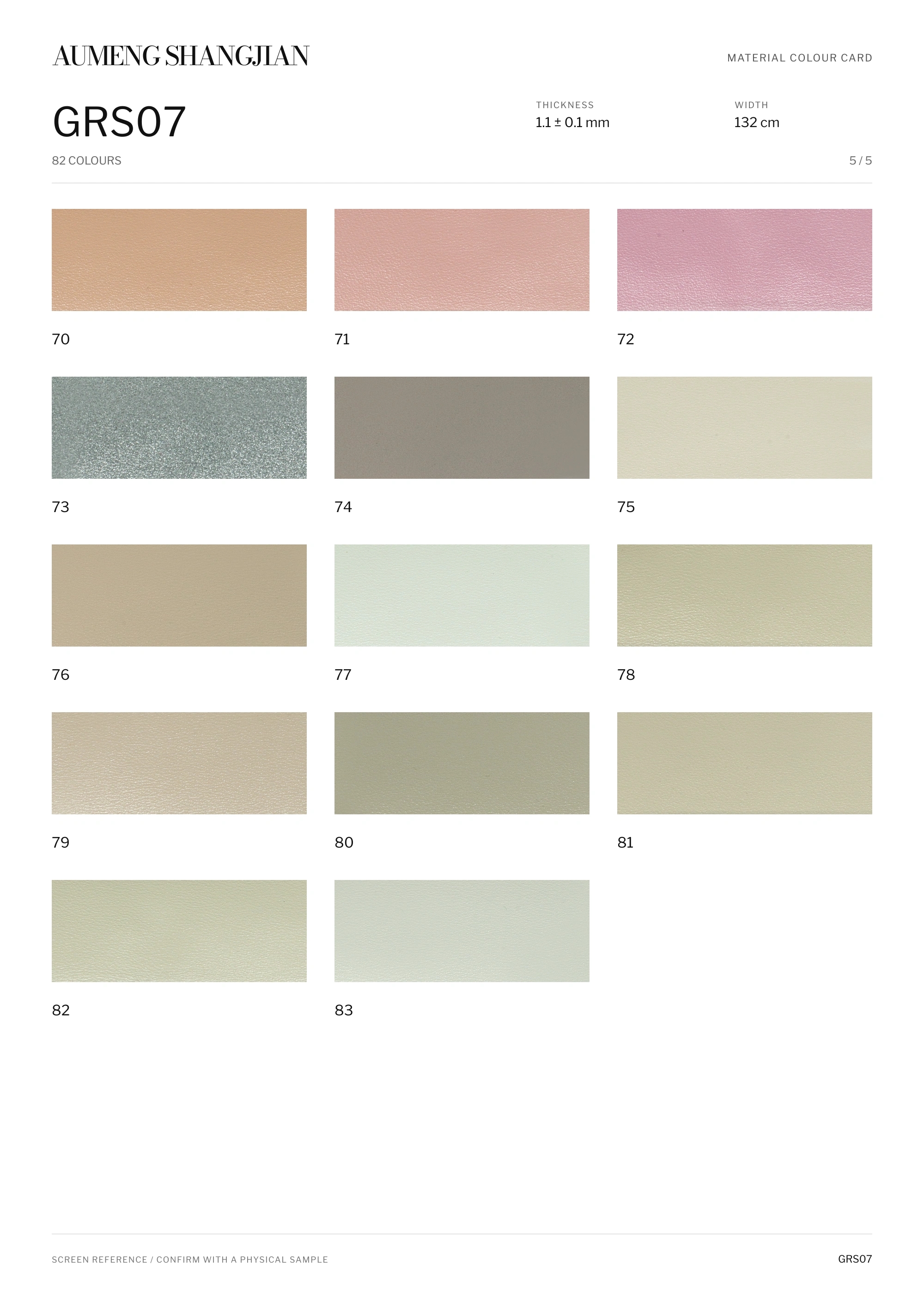 GRS07 Nappa grain · Electronic colour card · 5 / 5