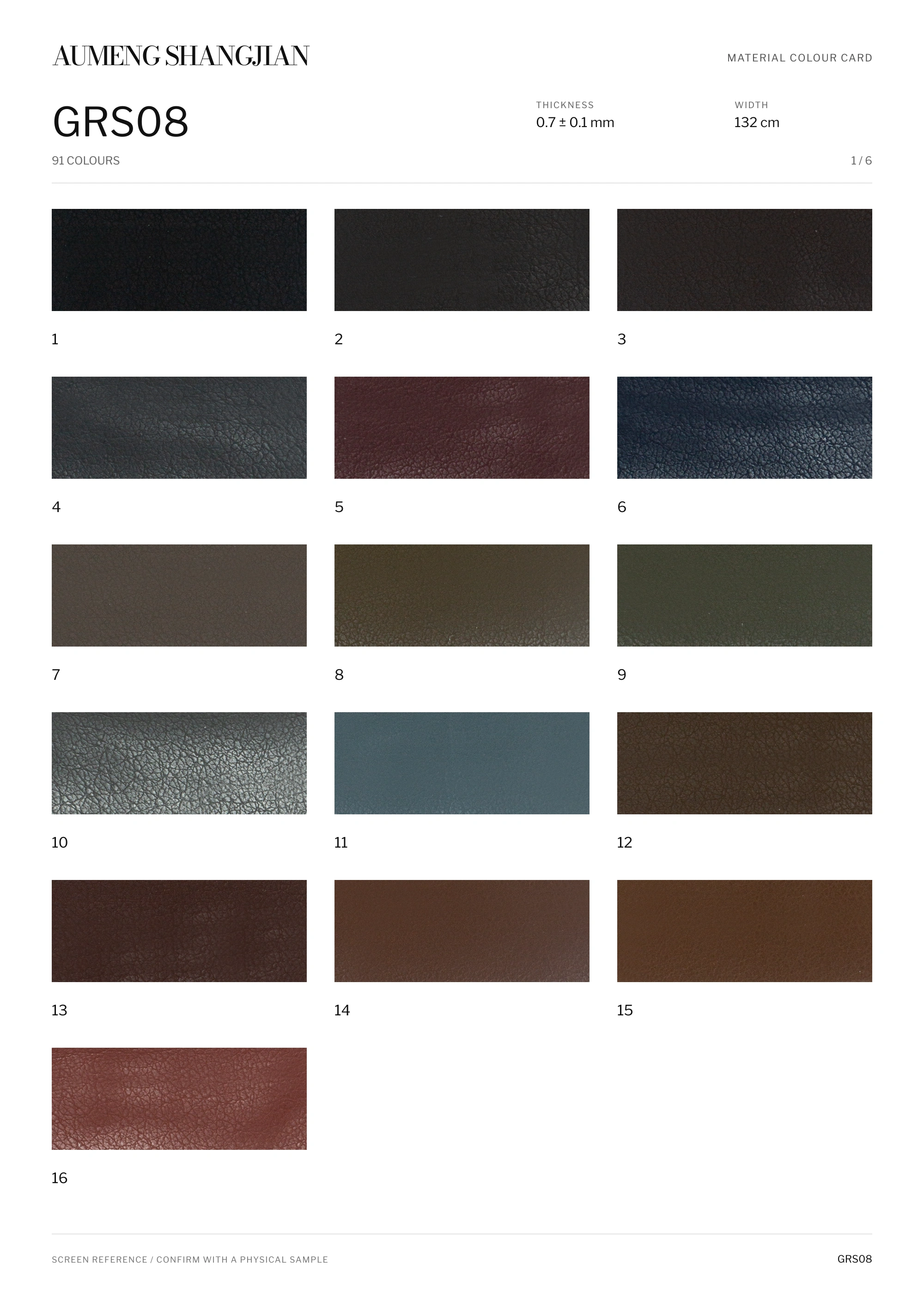 GRS08 Pebbled grain · Electronic colour card · 1 / 6